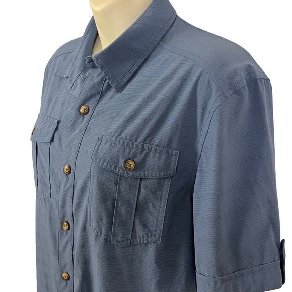 Zyia Active Womens Vented Button Down Short Sleeve Fishing Blue Shirt Top sz M - Picture 8 of 16